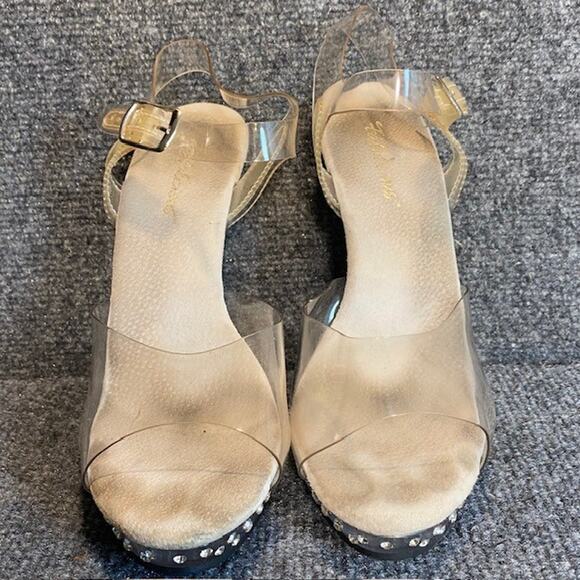 Pleaser Fabulicious Clear Womens 10 Platform Heels Body Building NPC Rhinestone - Picture 6 of 8